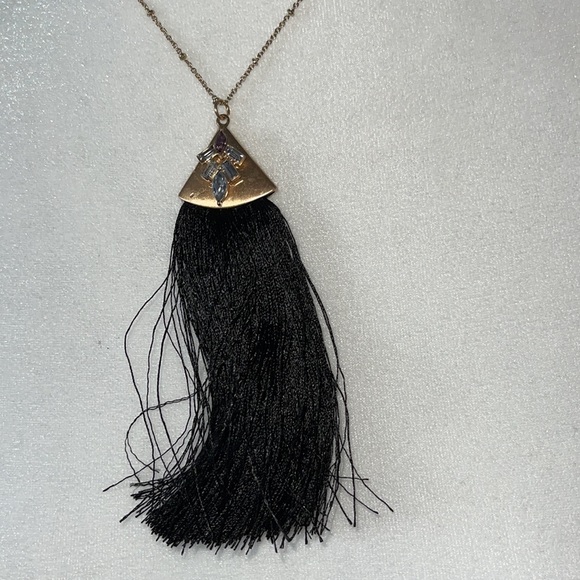 Gold with Black tassel & rhinestone set. - Picture 2 of 6